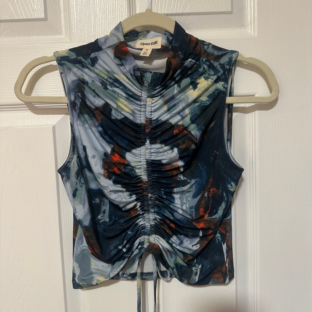 Elegant Ruched Blouse by Green Edit - Blue, Orange, Gray